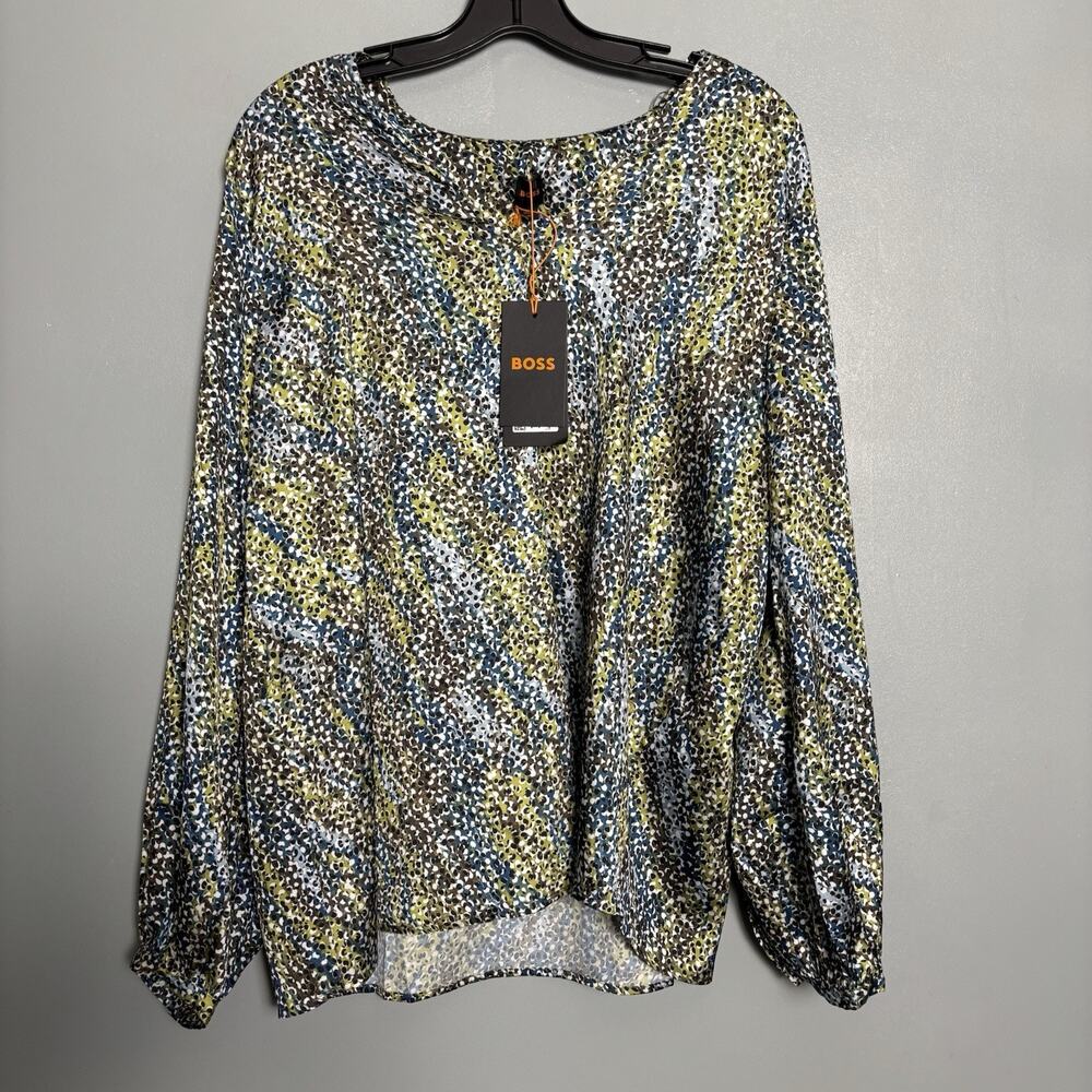 NWT HUGO BOSS Women’s Multicolored Long Sleeve New Top Blouse XXL Plus 2
